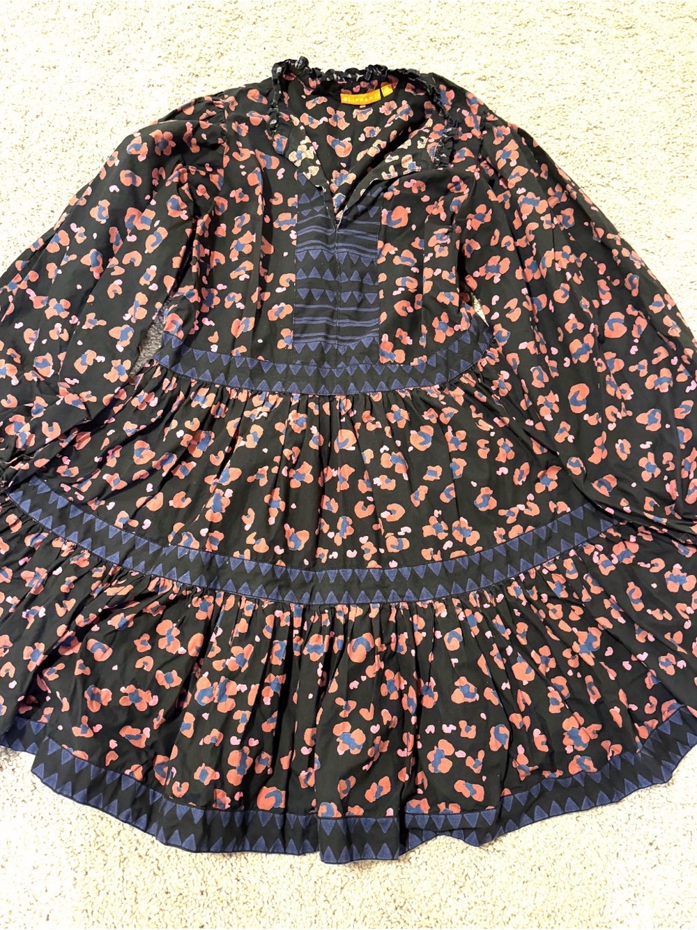 Women’s Black Floral Tiered Skirt with Pink Print